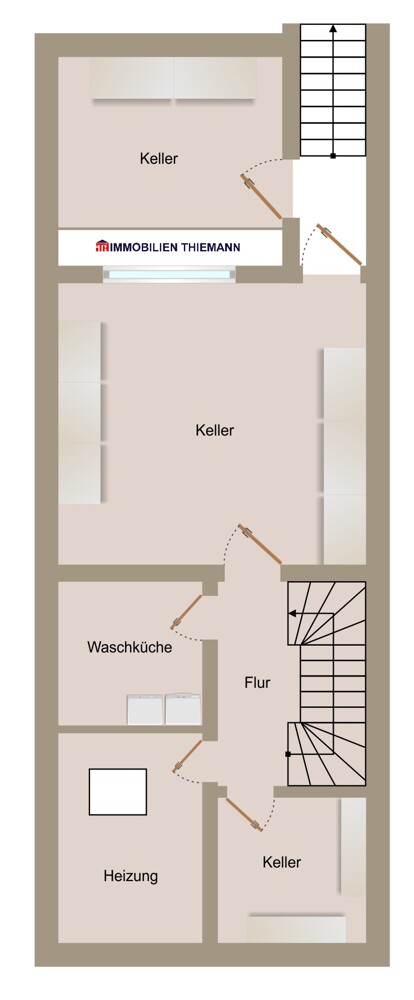 (35) Der Hausgrundriss im Kellergeschoss Reihenmittelhaus Oberhausen / Tackenberg