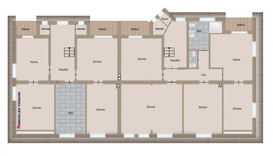 (48) Der Hausgrundriss im Dachgeschoss Mehrfamilienhaus Bottrop / Batenbrock