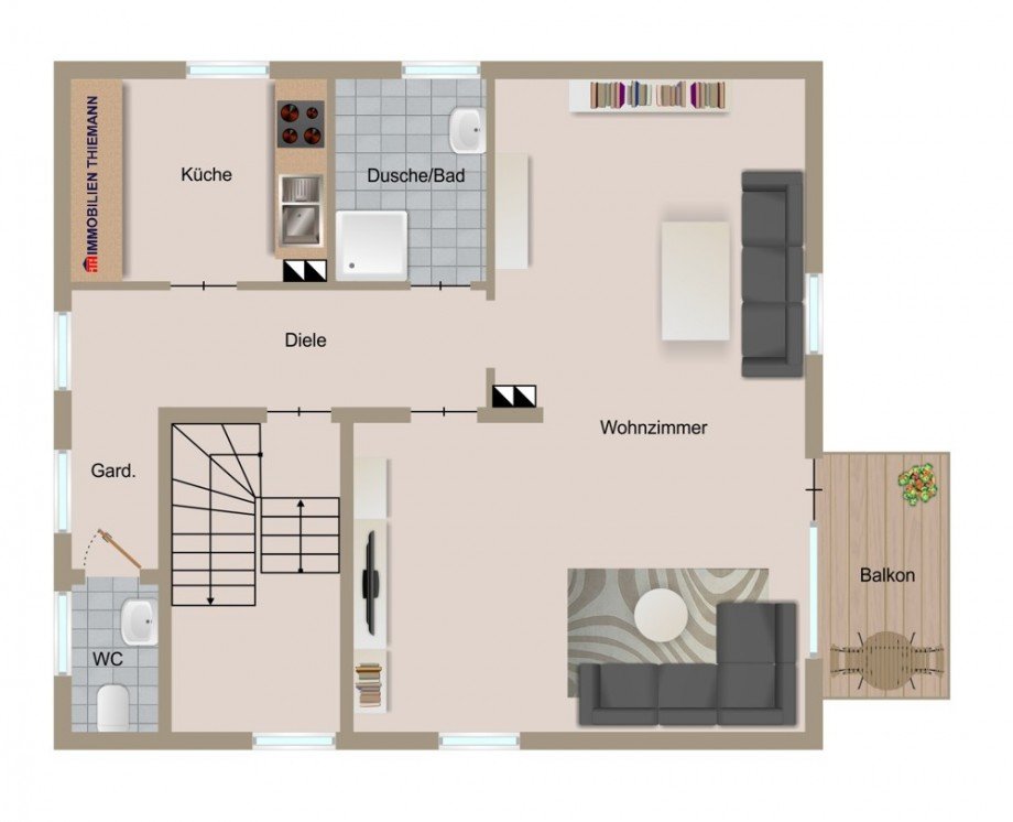 (41) Der Hausgrundriss im Obergeschoss Zweifamilienhaus Bottrop / Stadtmitte