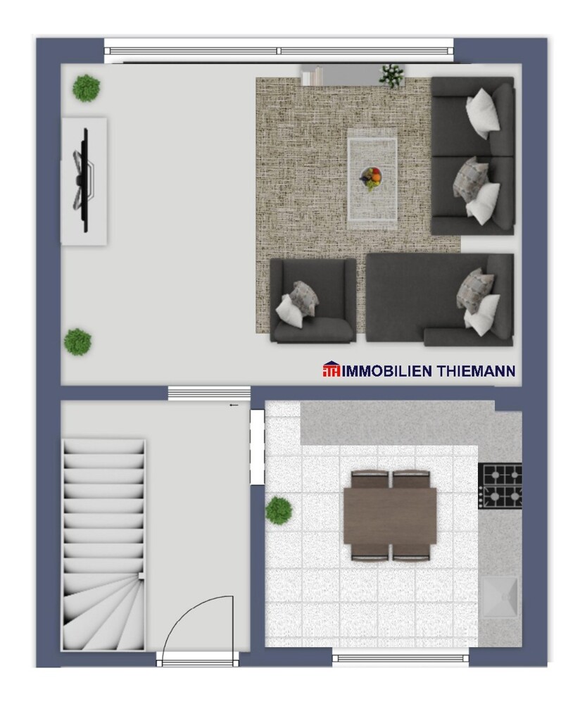 (33) Der Hausgrundriss im Erdgeschoss Reihenmittelhaus Bottrop / Batenbrock