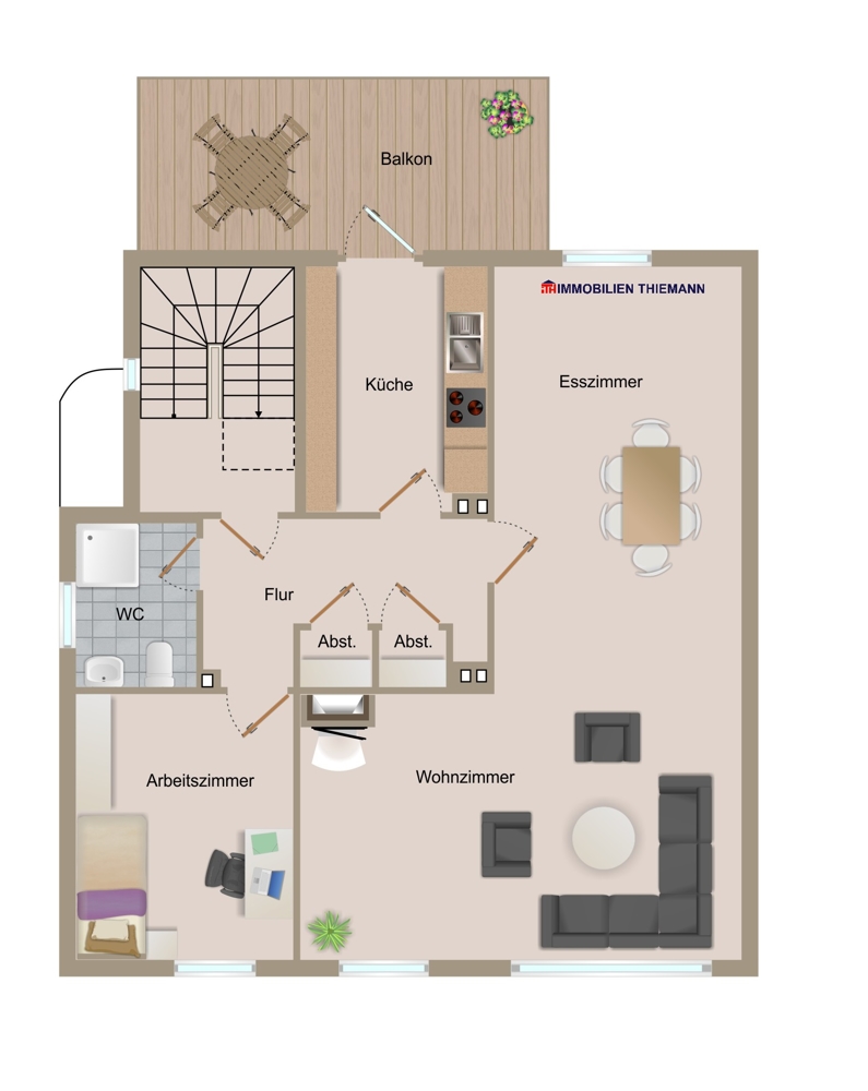 (41) Der Hausgrundriss im Obergeschoss Mehrfamilienhaus Bottrop / Fuhlenbrock