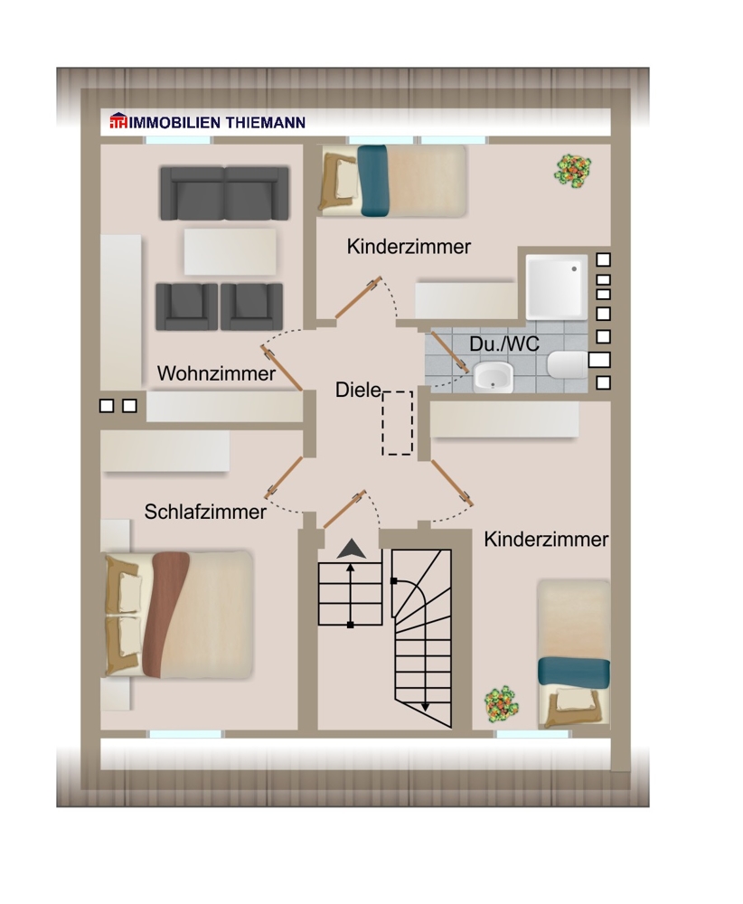 (49) Der Hausgrundriss im Dachgeschoss Mehrfamilienhaus Bottrop / Eigen