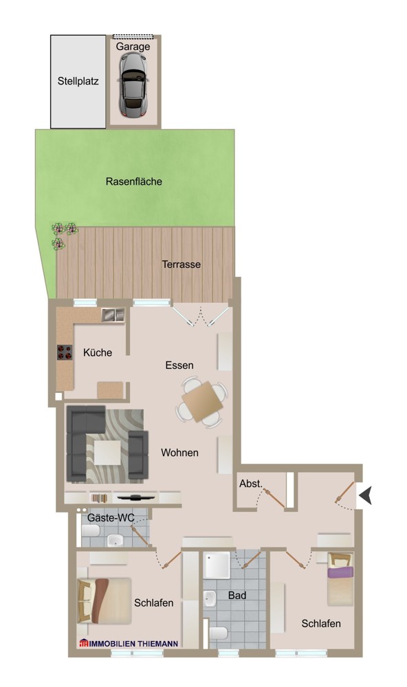 (37) Der Wohnungsgrundriss im Detail Erdgeschosswohnung Bottrop