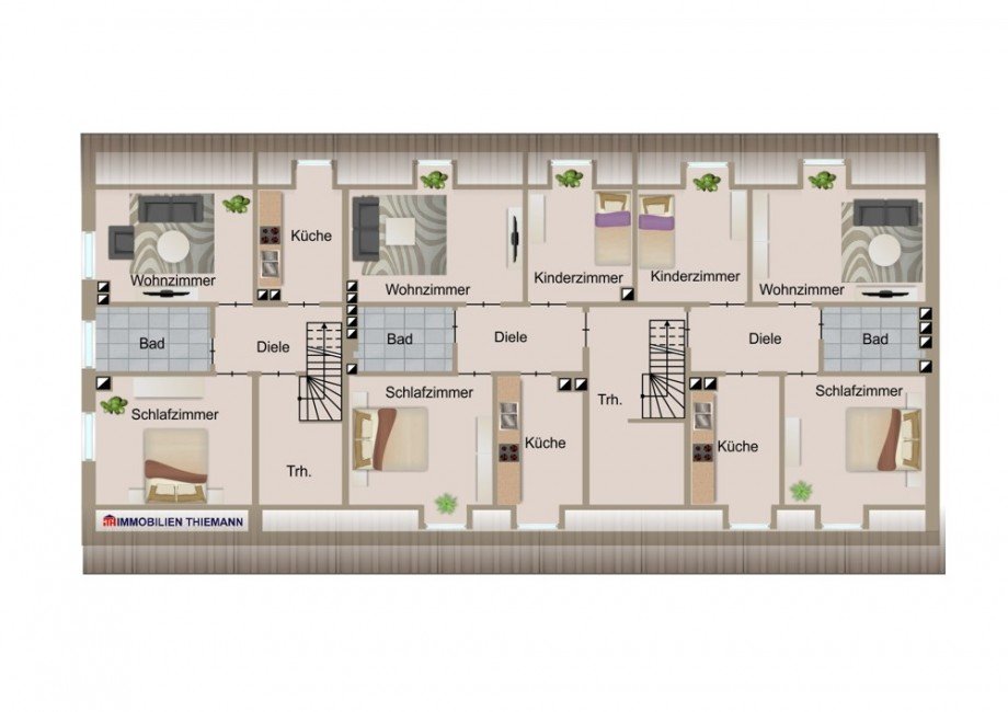 (29) Die Hausgrundrisse im Dachgeschoss Mehrfamilienhaus Bottrop / Batenbrock