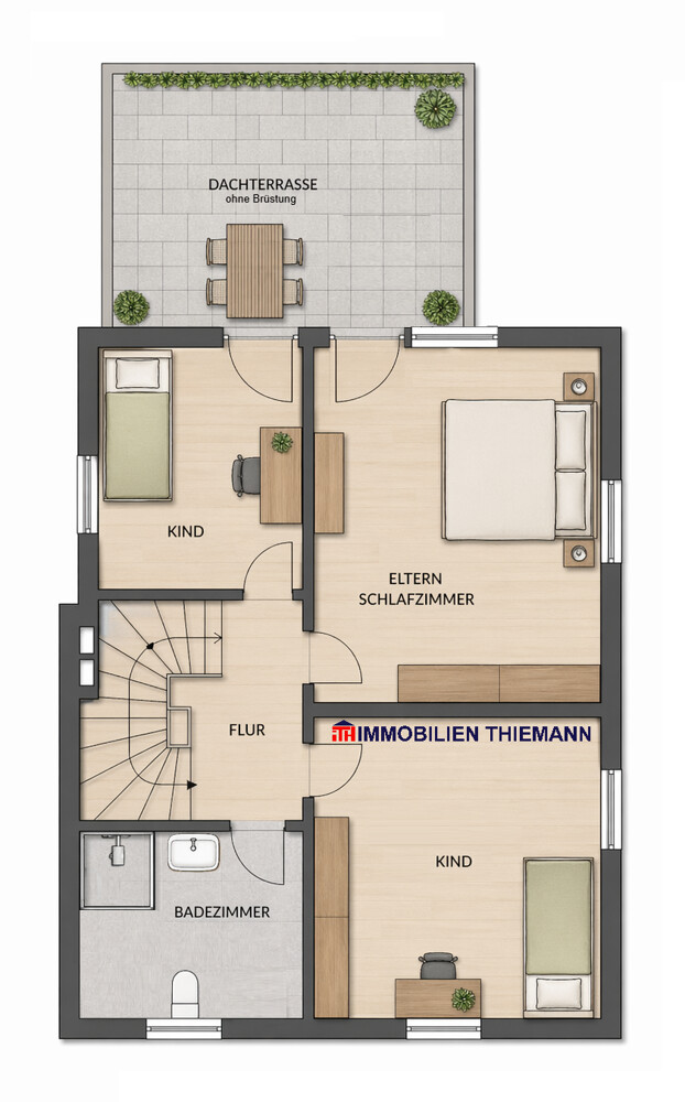 (57) Der (Vorder-) Hausgrundriss im Obergeschoss Einfamilienhaus Bottrop / Stadmitte