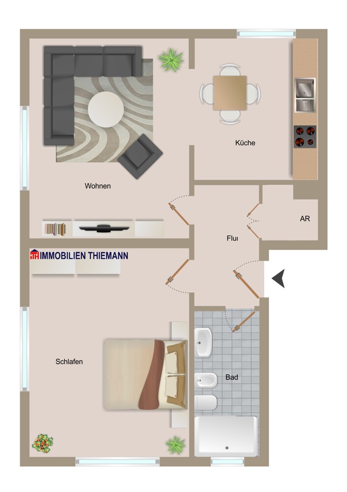 (17) Der Wohnungsgrundriss im Detail Etagenwohnung Bottrop / Stadtmitte