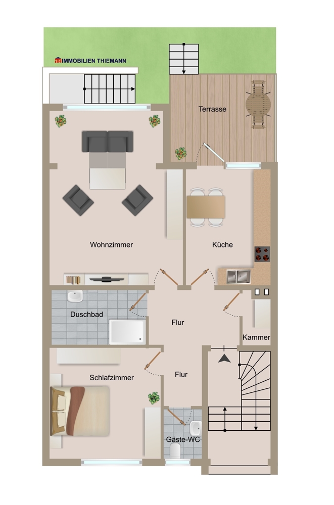 (31) Der Wohnungsgrundriss im Erdgeschoss Mehrfamilienhaus Bottrop / Eigen